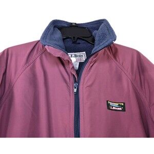 Vintage LL Bean Lined Jacket Womens Large Raspberry Pink Fleece Lined 90s USA
